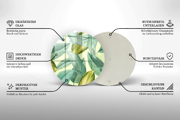 Tocător de bucătărie Frunze tropicale verzi