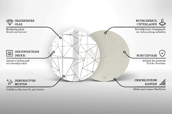 Tocător de bucătărie Triunghiuri albe