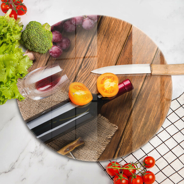 Tocător de bucătărie O sticlă de vin roșu