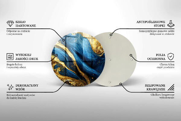 Tocător de bucătărie Marmură albastră și aurie