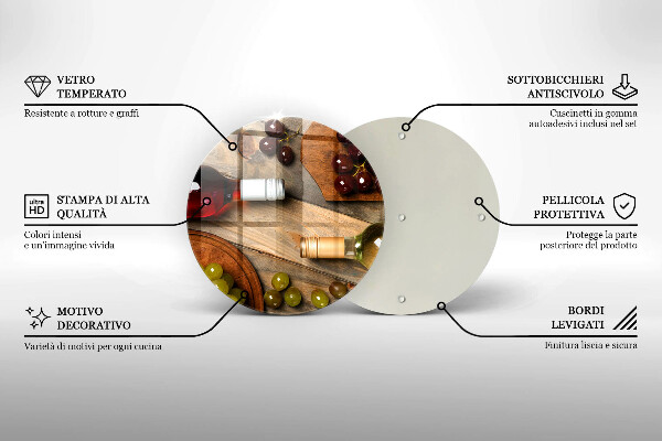 Tocător de bucătărie Sticle de vin și struguri