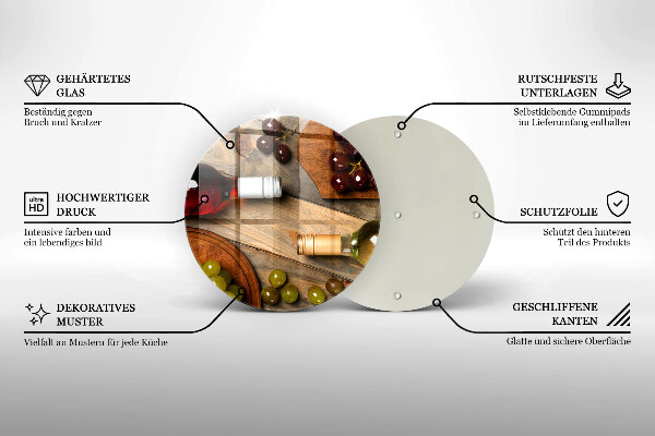 Tocător de bucătărie Sticle de vin și struguri