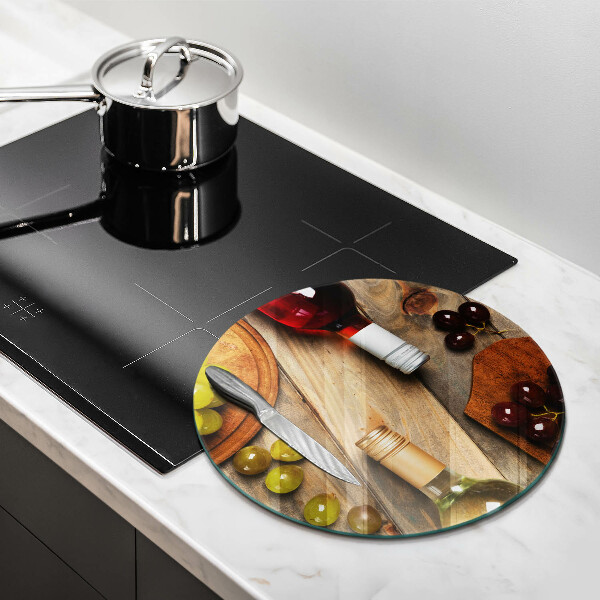 Tocător de bucătărie Sticle de vin și struguri