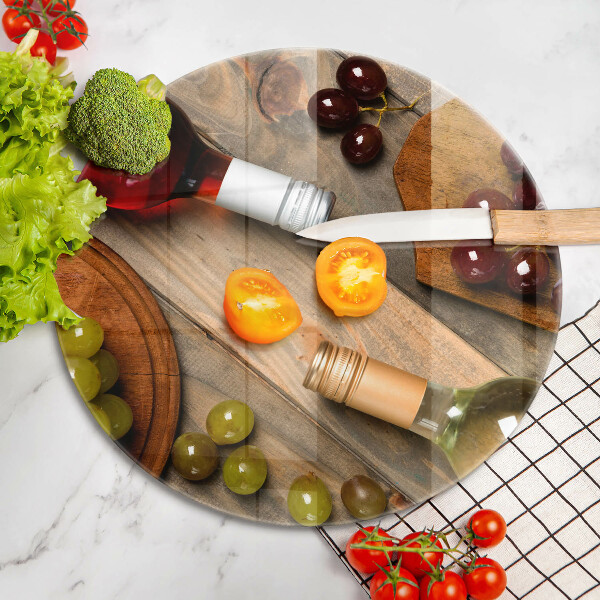 Tocător de bucătărie Sticle de vin și struguri