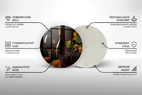 Tocător de bucătărie Pahar de vin și struguri