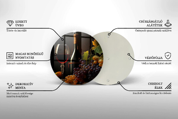 Tocător de bucătărie Pahar de vin și struguri