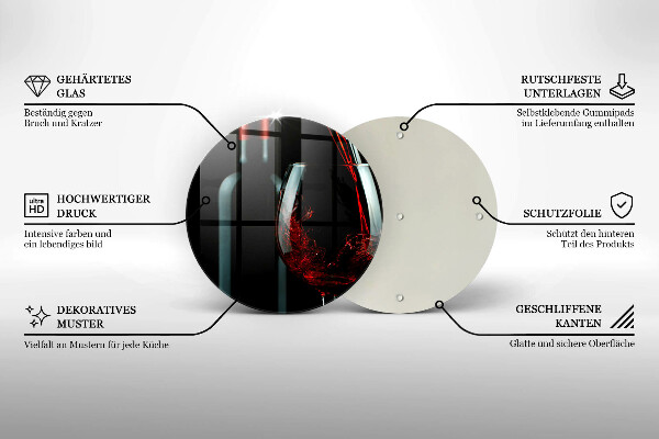 Tocător de bucătărie Sticla de vin si pahar