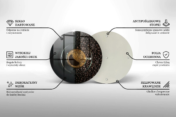 Tocător din sticlă Cafea și fasole