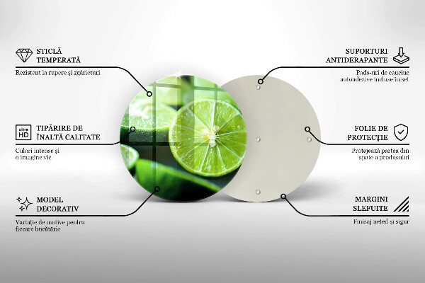 Tocător din sticlă Lime citrice