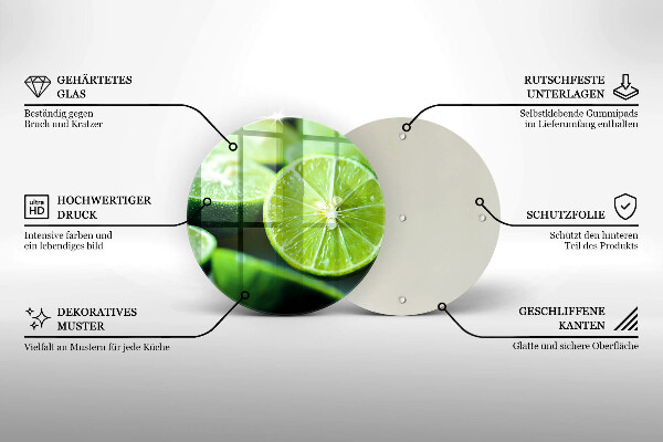 Tocător din sticlă Lime citrice