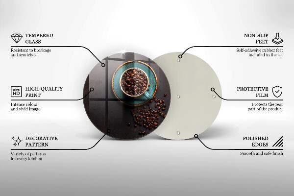 Tocător din sticlă O ceașcă de cafea boabe