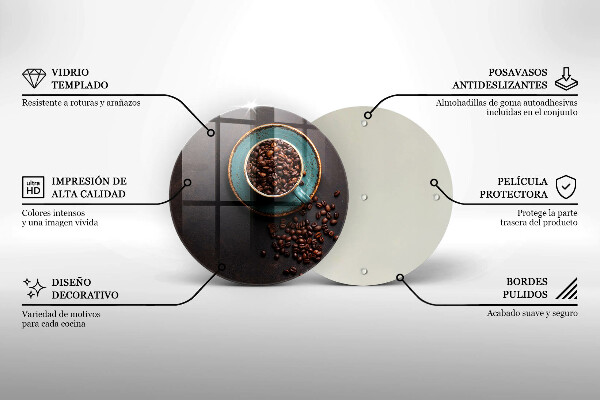 Tocător din sticlă O ceașcă de cafea boabe