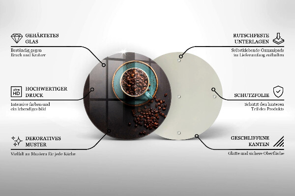 Tocător din sticlă O ceașcă de cafea boabe