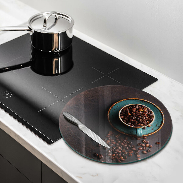 Tocător din sticlă O ceașcă de cafea boabe