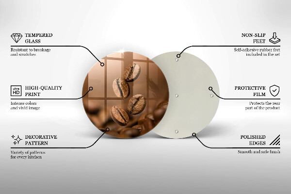 Tocător din sticlă Boabe de cafea