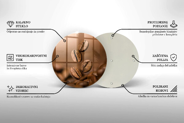 Tocător din sticlă Boabe de cafea