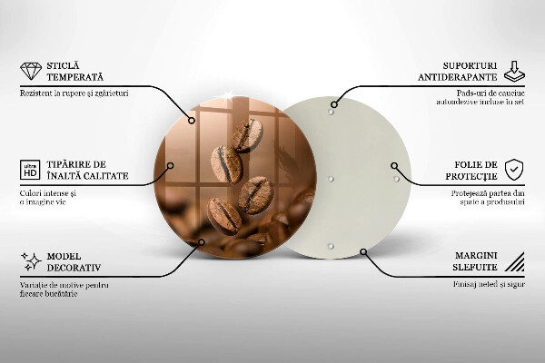 Tocător din sticlă Boabe de cafea