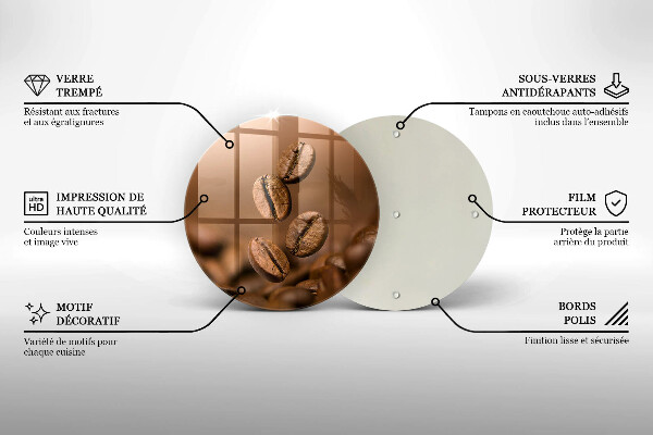 Tocător din sticlă Boabe de cafea