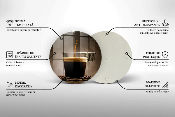 Tocător de bucătărie Sticlă și boabe de cafea