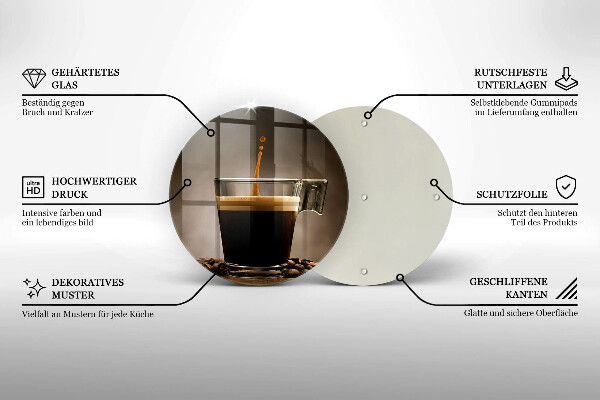 Tocător de bucătărie Sticlă și boabe de cafea