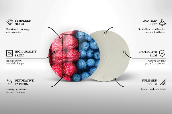 Tocător de bucătărie Fructe de zmeură și afine