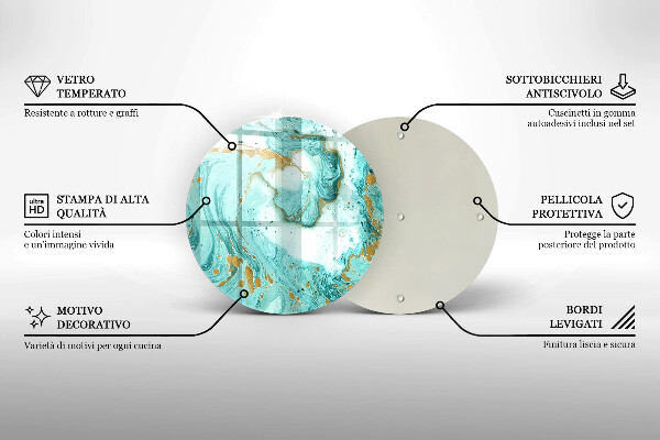 Tocător din sticlă Abstracția albastră