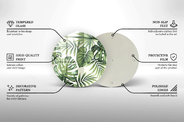 Tocător de bucătărie Ilustrație cu frunze de monstera