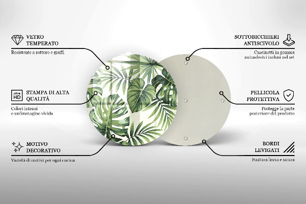 Tocător de bucătărie Ilustrație cu frunze de monstera