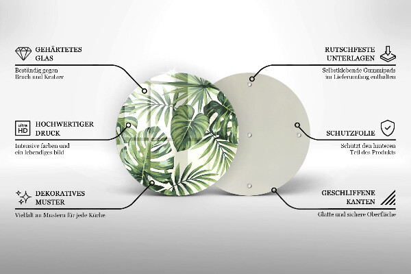 Tocător de bucătărie Ilustrație cu frunze de monstera
