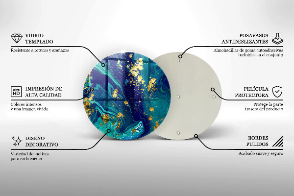 Tocător de bucătărie Abstracție cu aur