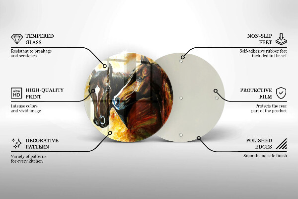 Tocător din sticlă Animale cai