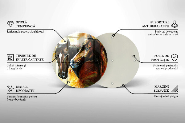 Tocător din sticlă Animale cai