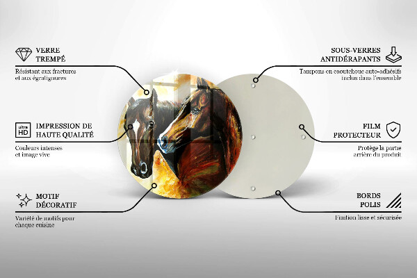 Tocător din sticlă Animale cai