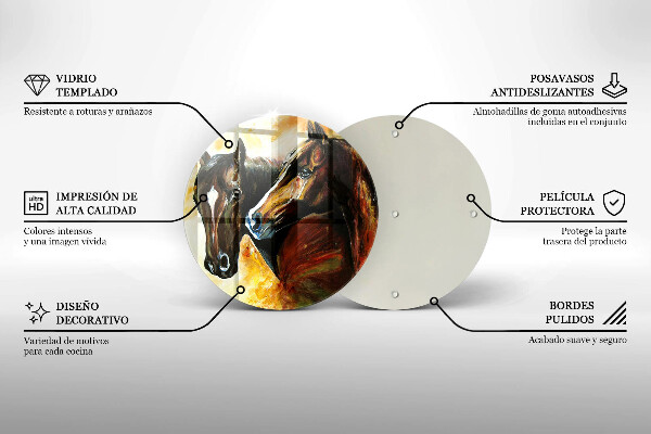 Tocător din sticlă Animale cai