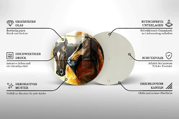 Tocător din sticlă Animale cai