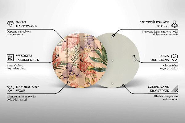 Tocător din sticlă Ilustrație cu flamingo