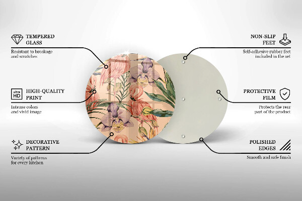 Tocător din sticlă Ilustrație cu flamingo