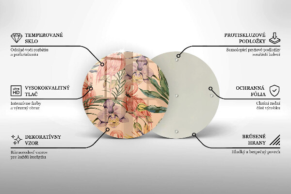 Tocător din sticlă Ilustrație cu flamingo