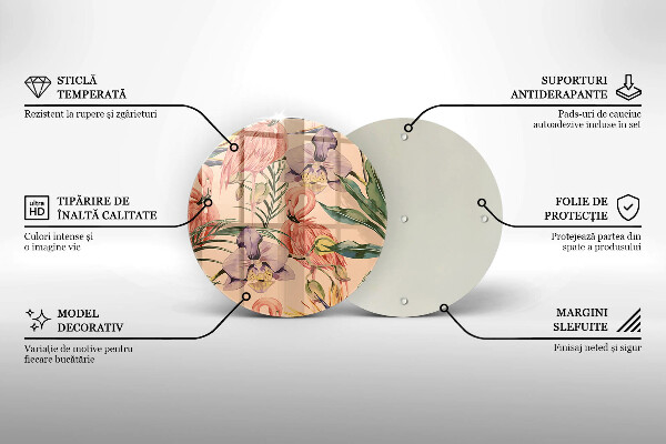 Tocător din sticlă Ilustrație cu flamingo