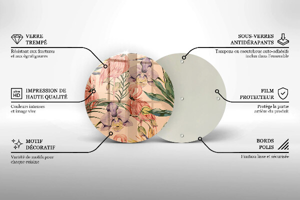 Tocător din sticlă Ilustrație cu flamingo