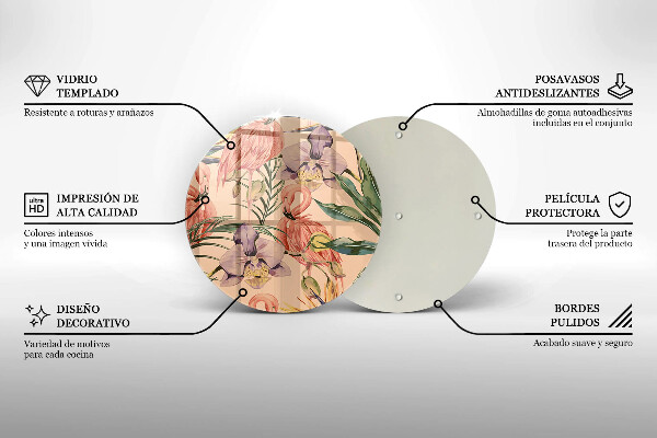 Tocător din sticlă Ilustrație cu flamingo