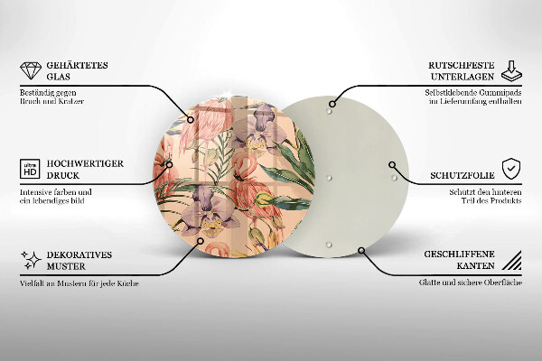 Tocător din sticlă Ilustrație cu flamingo