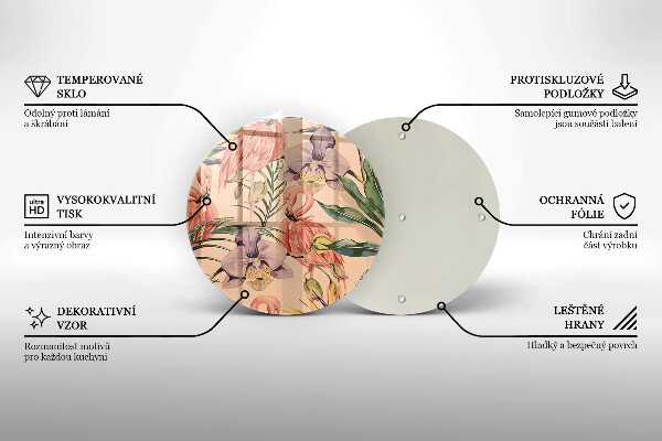 Tocător din sticlă Ilustrație cu flamingo