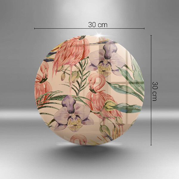 Tocător din sticlă Ilustrație cu flamingo