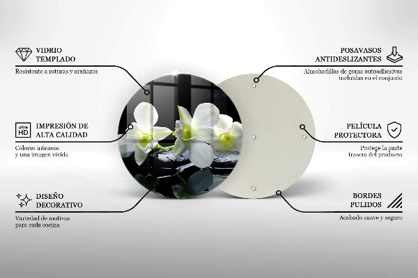 Tocător de bucătărie Flori albe în apă Zen