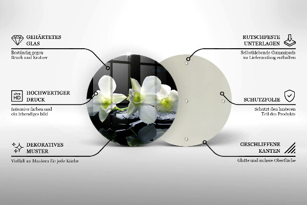 Tocător de bucătărie Flori albe în apă Zen