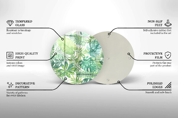 Tocător de bucătărie Acuarelă frunze boho