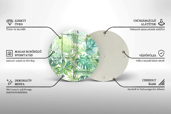 Tocător de bucătărie Acuarelă frunze boho