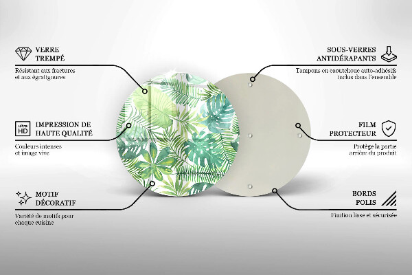 Tocător de bucătărie Acuarelă frunze boho