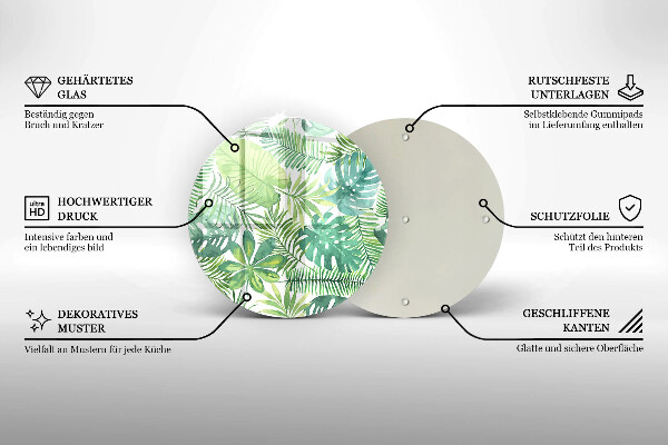 Tocător de bucătărie Acuarelă frunze boho